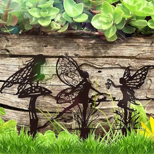 JGZTJXNK Garden Decoration Fairy Metallic Flower Fairy 3-piece Set Suitable for Yard, Lawn, Flower Bed Decoration Gifts