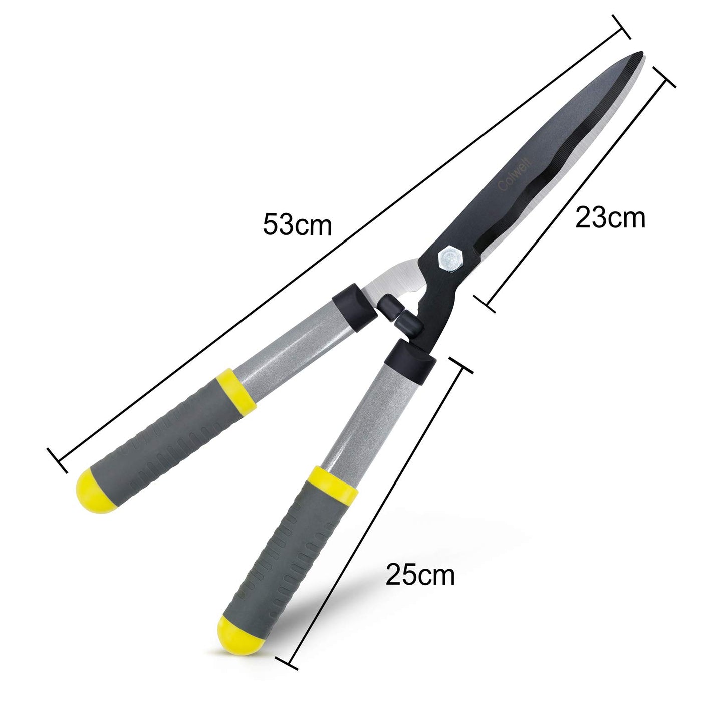 Colwelt Hedge Shears 53cm, Hedge Clippers for Trimming Borders, Boxwood, and Bushes, Hedge Gardening Shears with Carbon Steel Sharp Blades & Ergonomic Comfortable Handle