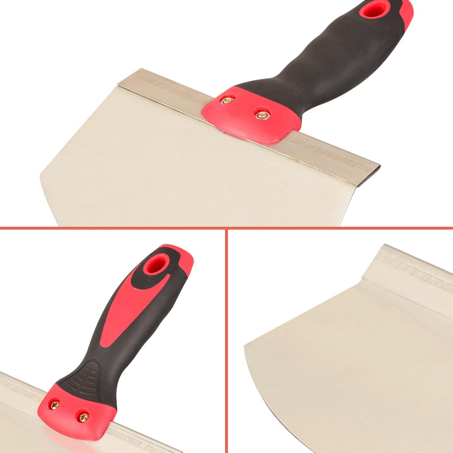 IUSOT Scraper Blade Bucket Scoop, Bucket Trowel, Stainless Steel Bucket Scoop for Paint, Curved Contoured Blade Soft Comfort Grip Handle for Decorating, Filling, Drywall, Plaster, DIY Projects