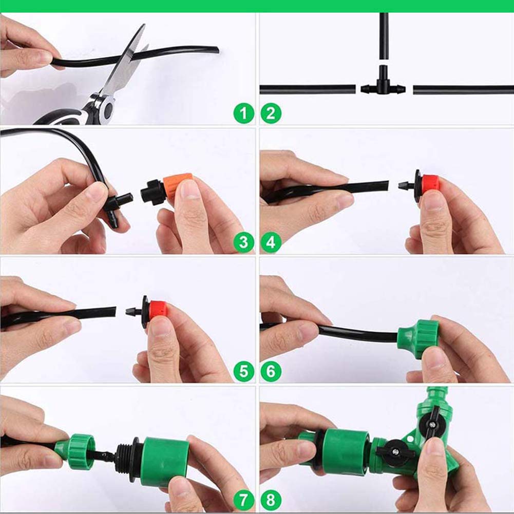 Garden Irrigation System,100ft /30M Micro Drip Irrigation Kit,DIY Plant Atomizing Nozzles Drippers Watering Drip Kit,Heavy Duty Tube Watering Tubing Hose Kit for Greenhouse,Flower Bed,Patio,Lawn