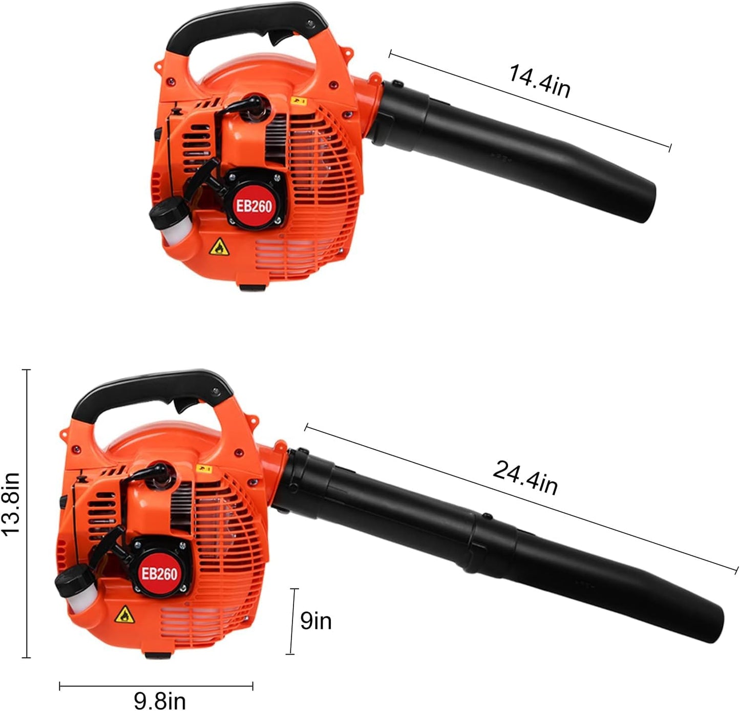 26cc Petrol Leaf Blower, Handheld Leaves Blowing Dust Snow with Adjustable Shoulder Strap for Patio Cleaning, Lawn Care, Leaves Garden Orange