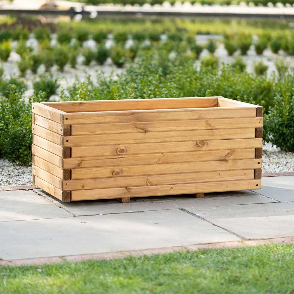 Primrose Pine Raised Flower Bed Trough Planter - Treated Durable Pine & Responsibly Sourced Timber Small 70cm x 35cm (27.5in x 13.75in)
