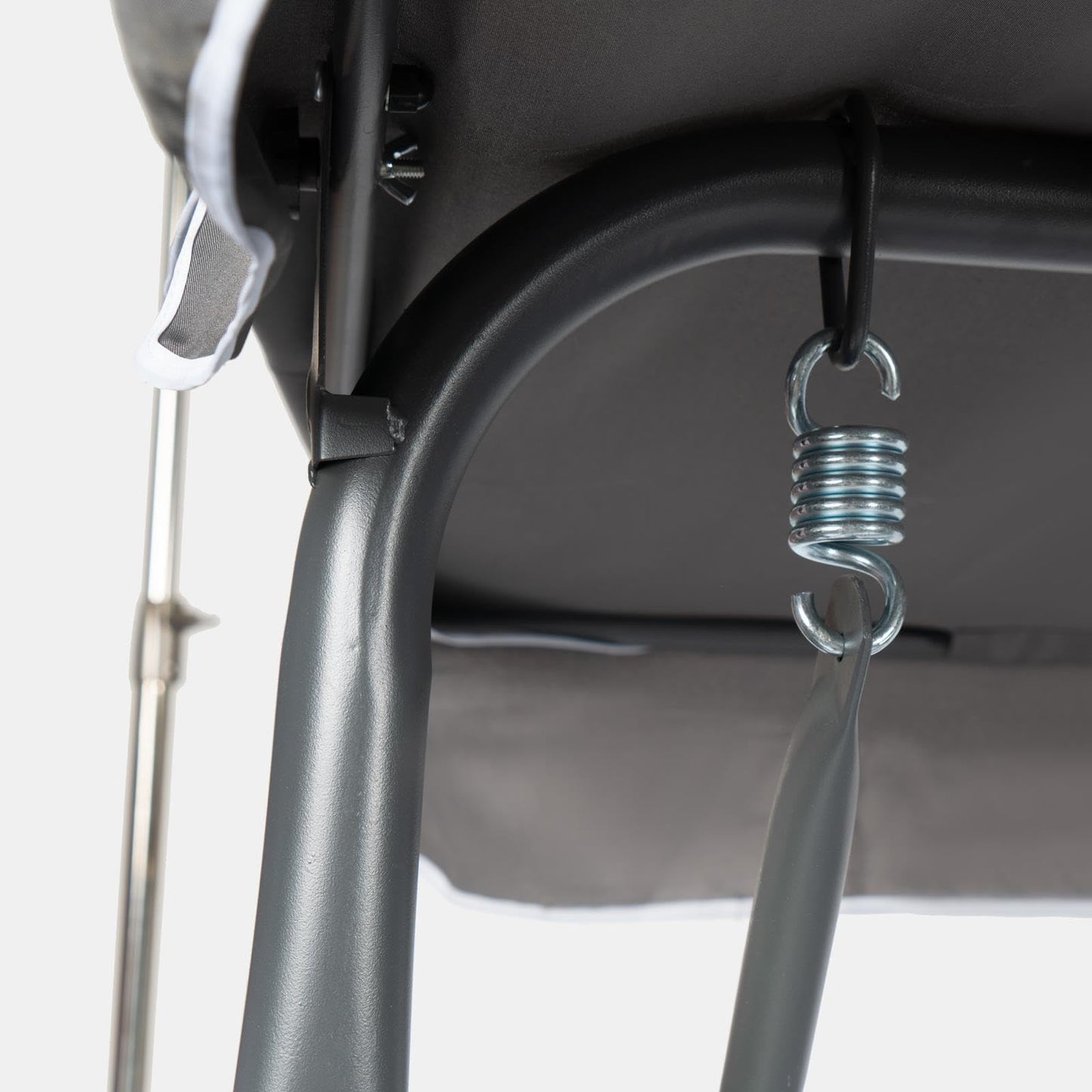 OHS Garden Swing Bench, 3 Seater Swing Seat Outdoor with Adjustable Canopy & Cushioned Seats Relaxing Comfy Outdoor Patio Hammock Bench, Grey/White Stripe