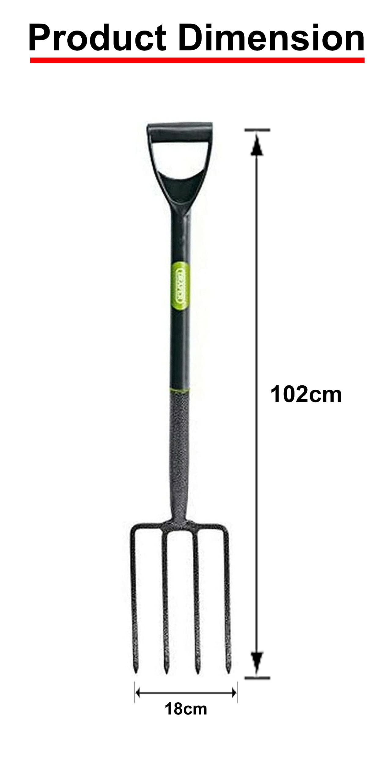 tradefirst Garden Fork Heavy Duty For Digging with D-Grip Plastic Handle, Solid Carbon Steel Garden Hand Fork, Garden Tools, Digging, Mucking Out Fork