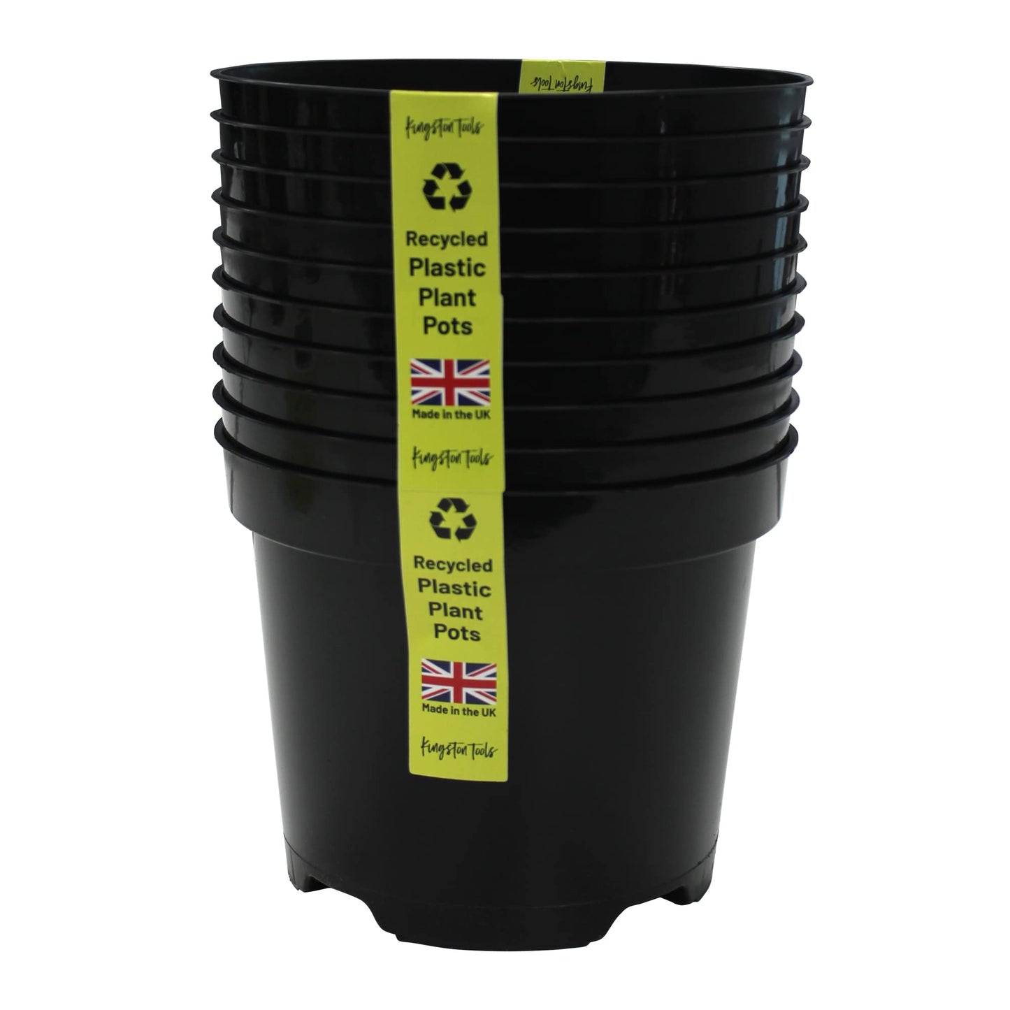 Kingston Tools Premium Recycled Plastic Garden Planter Pot – Heavy Duty Plant Flower Pots – Indoor Outdoor Home Décor Gardening Planters – Capacity: 3L, Black – Pack of 10