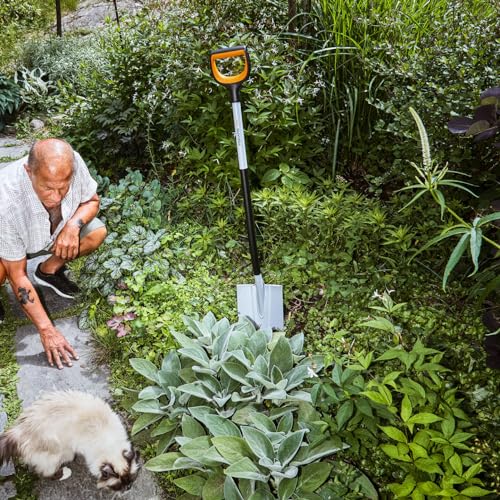 Fiskars Gardening Shovel for hard and rocky soils, Pointy, Length: 120 cm, Reinforced boron steel, Black/Orange, Xact, 1066729