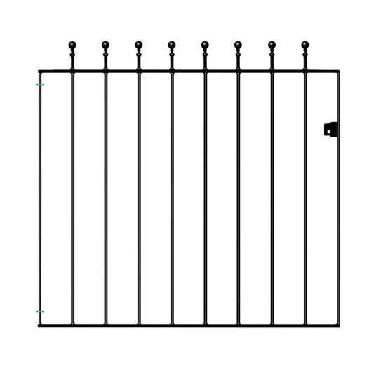 Manor Ball Top Metal Garden Gate Galvanised Wrought Iron Pedestrian Swing Gates (1067mm Gap X 915mm High MAZP05/5)