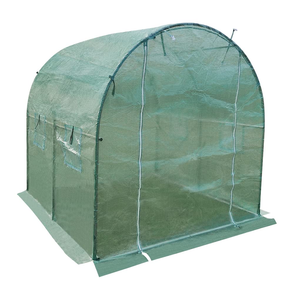 Walk In Polytunnel Outdoor Garden Greenhouse with Roll Up Door Steel Frame (2x2x2m)