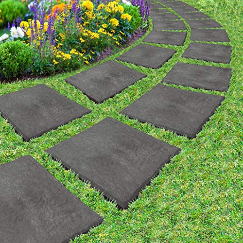 Multy Home Europe Square Recycled Rubber Stepping Stone, Slate