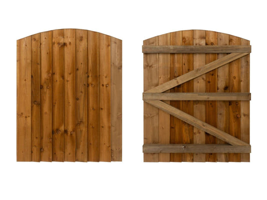 Featheredge Arch top, Wooden Garden and Side Gates (v3)(H-1200, W-800, Brown Finish)