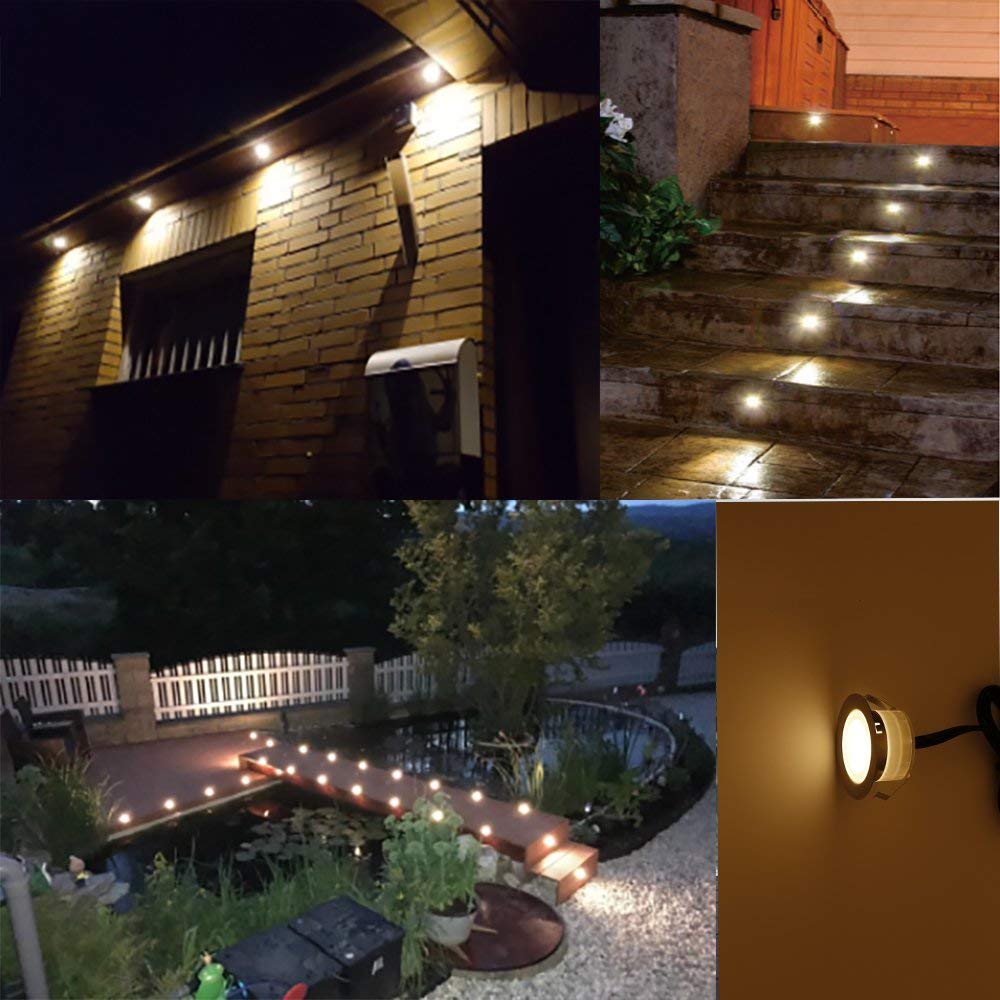 INDARUN Warm White Led Decking Lights Waterproof IP67 0.6W Ø30MM - Lighting for Terrace/Patio/Path/Wall/Garden/Decoration, 6 Packs