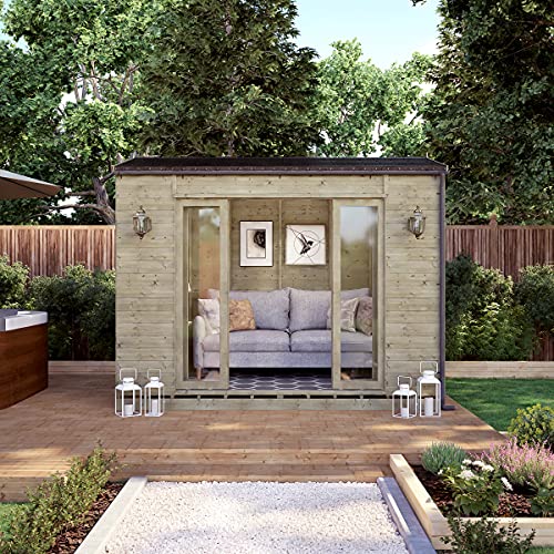 Project Timber 10 x 6 Cannes Wooden Summerhouse Garden Shed | French Door | Bi-Fold Double Door | Pressure Treated Tongue & Groove Cladding | Summer house French Door | Garden Summerhouse Shed