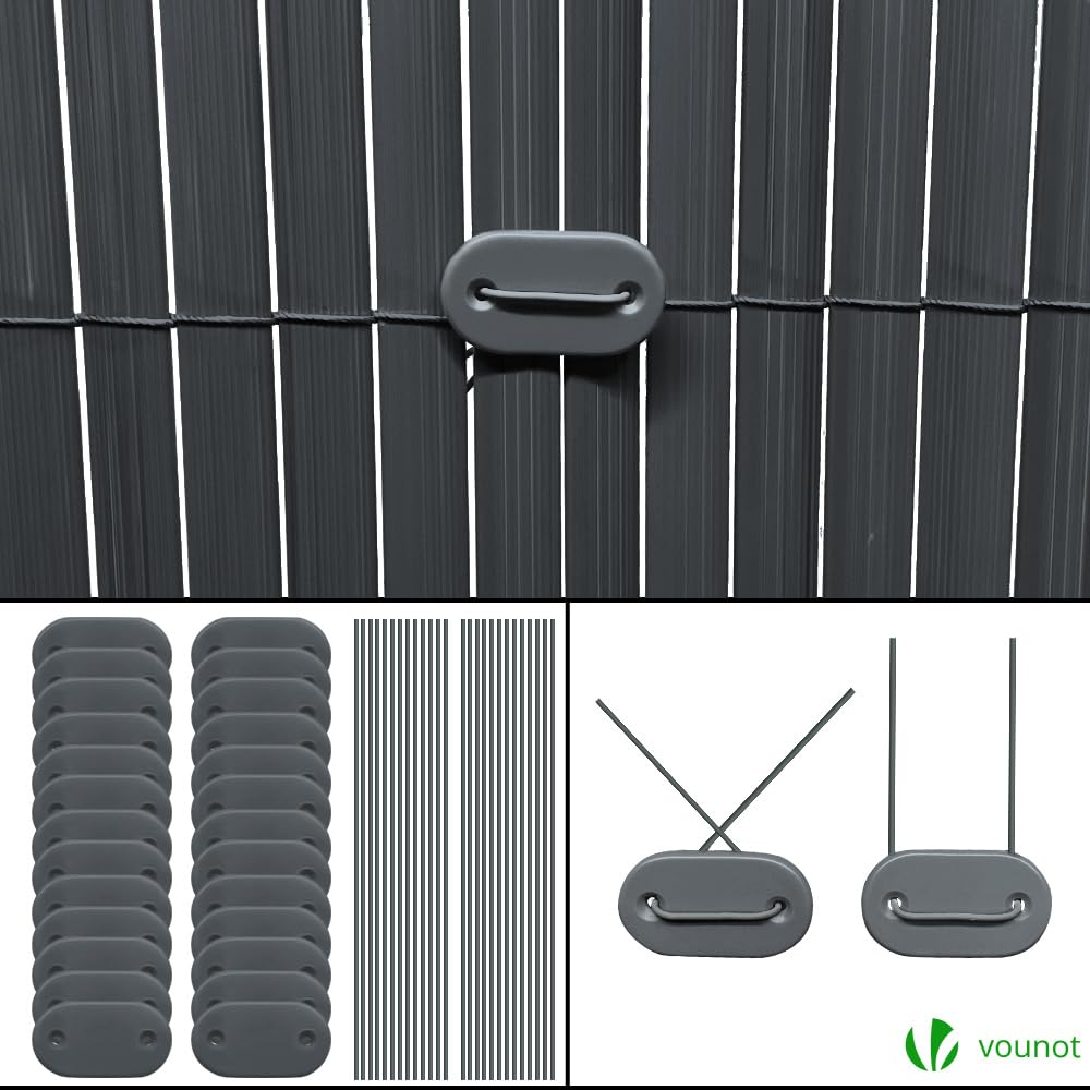 VOUNOT® PVC Privacy Screening Fence 100 x 500 cm, Reinforced Struts Privacy Protection for Garden, Balcony and Terrace, Wind and Sun Protection Outdoor, Grey