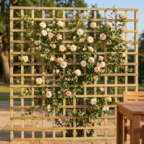 6ft x 6ft Square Flat Top Wooden Garden Trellis Panel