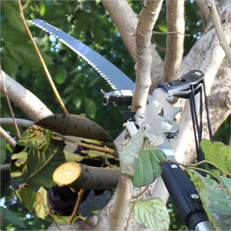 Telescopic Tree Pruner Razorsharp Extendable Ratchet Pulley Pole Pruner Hand Lopper Shears Long Reach Tall Tree Pruning Trimmer Extending Branch Cutter Tool