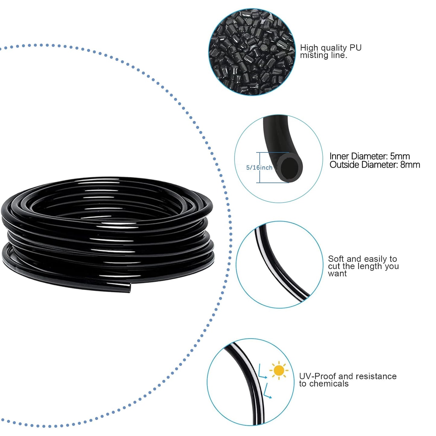 Suyeah 49.21Ft Drip Irrigation Kit Automatic Drip Irrigation System, 360° Bendable Garden Irrigation System, Garden Watering System Adjustable Bendable Nozzle Copper Sprayer System for Garden