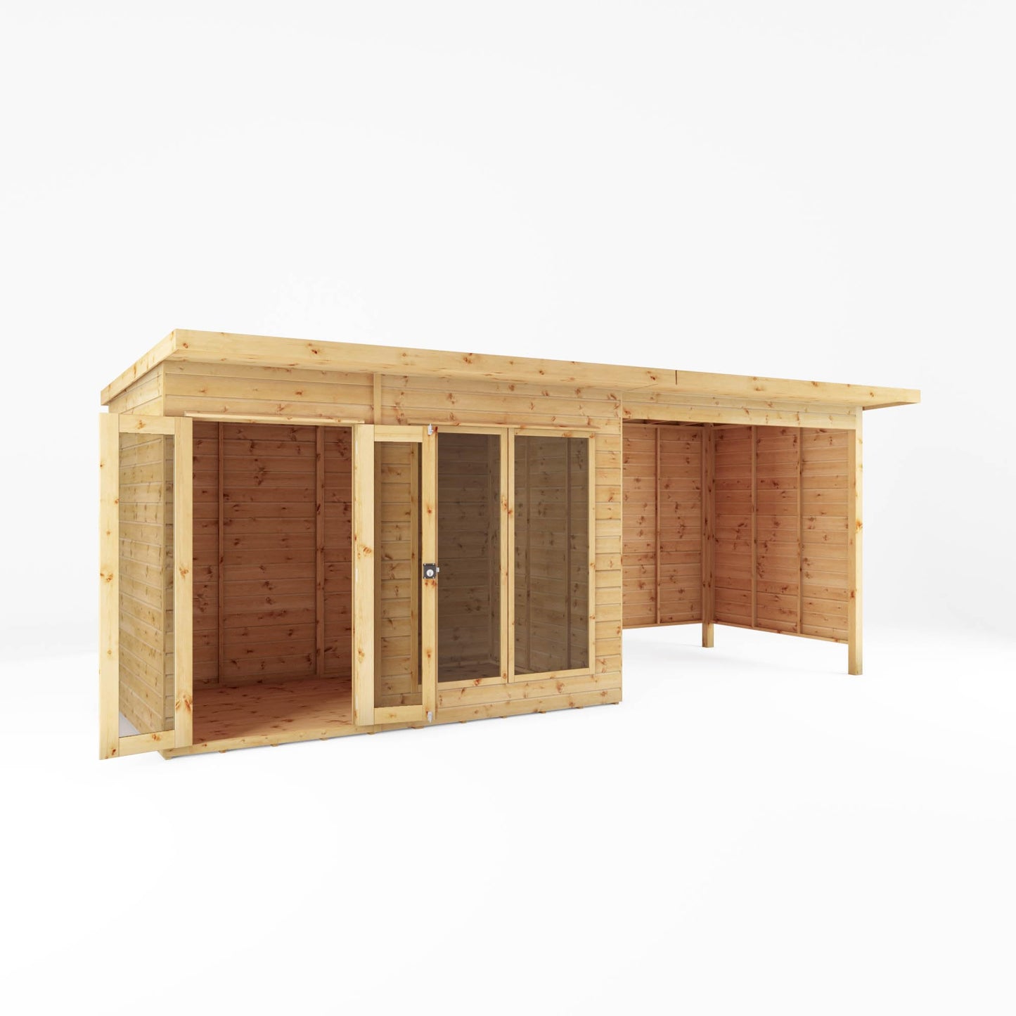 WALTONS 8 x 6 Maine Summerhouse | Pent Roof | Shiplap Tongue and Groove | Wooden Garden Room Summerhouse | 10 Year Anti Rot Guarantee | 8 x 6 8ft 6ft (10 x 6 Summerhouse - Patio Area (18 x 6))
