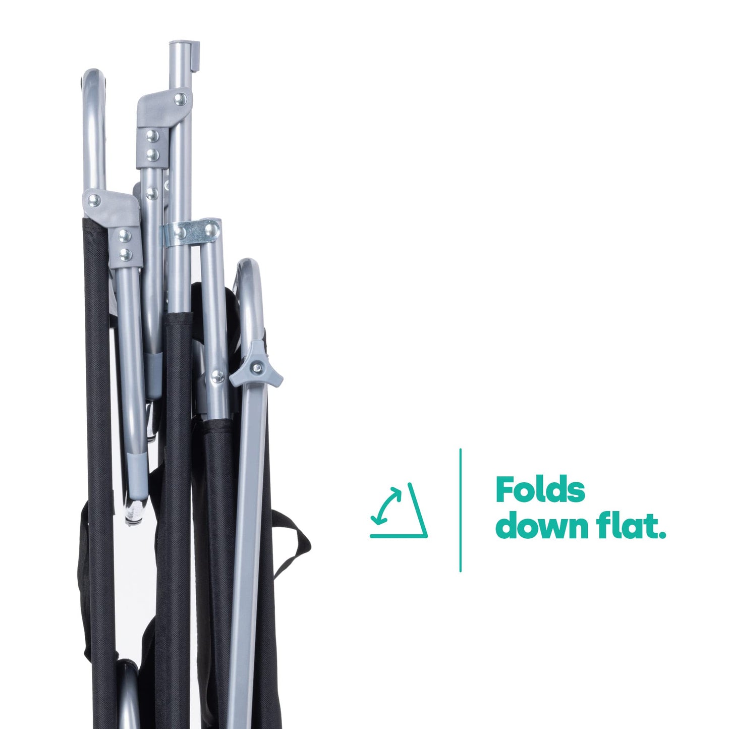 LIVIVO Folding Sun Lounger with Adjustable Back and Leg Rests, Adjustable Sunshade and Side Pockets – Relax in Comfort and Style – Folding Lightweight Frame (Black)