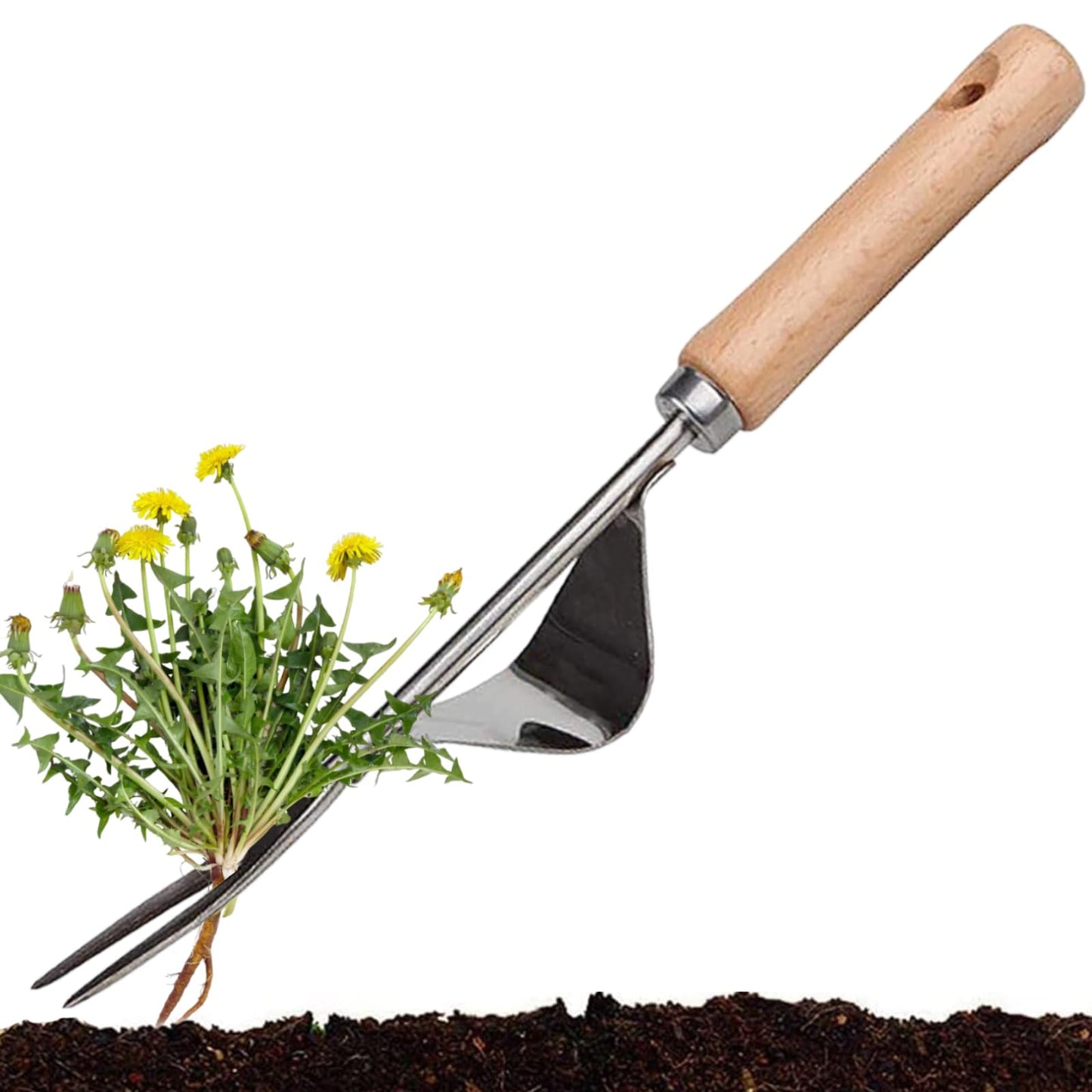 YingBiao Hand Weed Remover Tool Stainless Steel Manual Deep Root Weeding Tool Multifunctional Weeder Tools Wooden Handle Weeding Tools for Garden Dandelions Patio Crack Lawn Grass