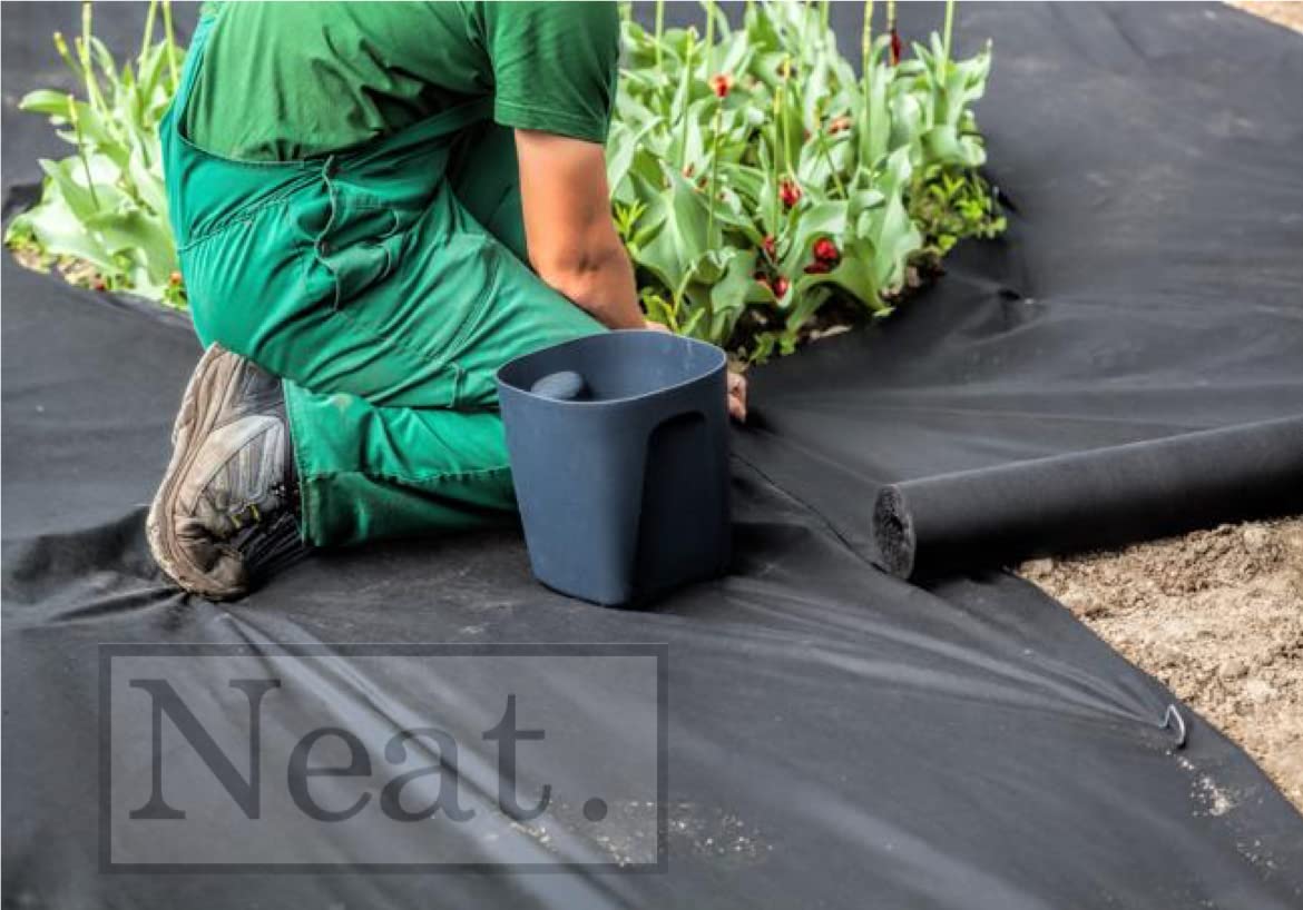 FXDM Weed Control Membrane-Fabric & Garden Barrier, UV Stabilised Ground Cover, Weed Suppressant Membrane for Aggregate Areas (2 x 10m (20m²)), Black