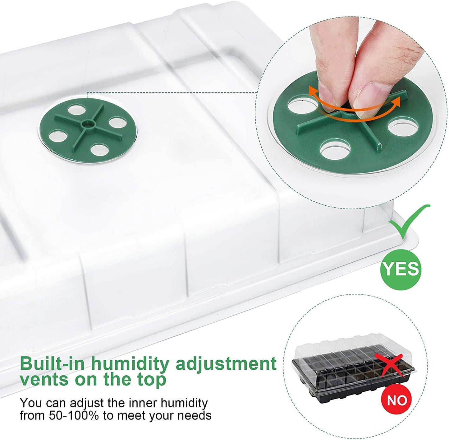 MIXC Seed Trays Propagator for Plants Greenhouse 5 Pack Garland Propagators with Lids 200 Cell Seedling Tray Growing Pots Trays Plant Germination Kit Plastic Propagating Set for Garden