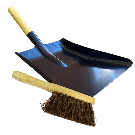 LSC Coal Ash Shovel with Hard Brush Wooden Handle Heavy Duty Metal Shovel for Digging, Gardening, Yardwork, Farming, and Outdoors Snow (SHOVEL AND HARD BRUSH)