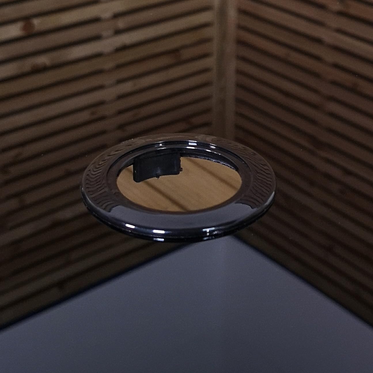 Samuel ALEXANDER 4 Person Round Black Garden Table with Glass Top & Parasol Hole