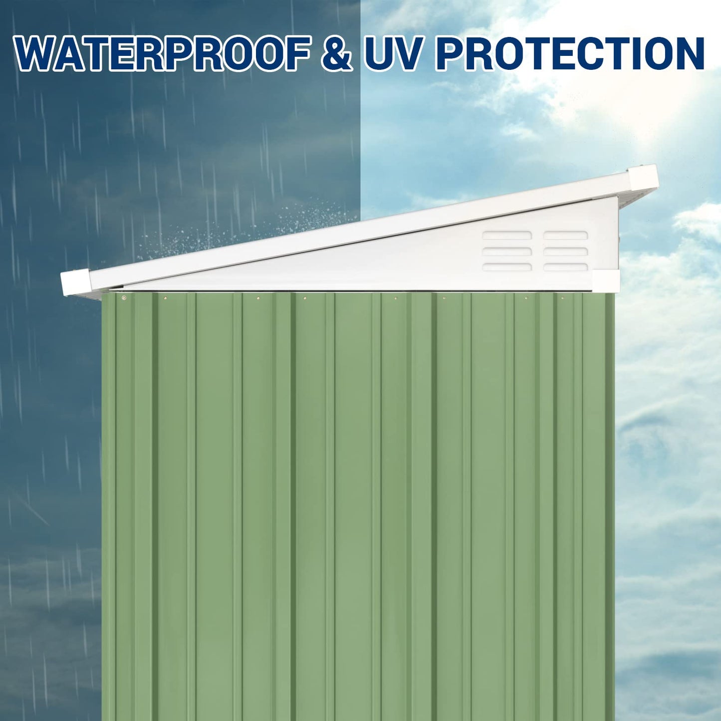 UDPATIO Metal Shed 5x3 FT Outdoor Storage,Garden Storage Shed for Firewood,Garbage Can,Tools,Lawnmower,Bike Shed Waterproof Log Store for Backyard Patio,Galvanized Steel with Lockable Door, Green