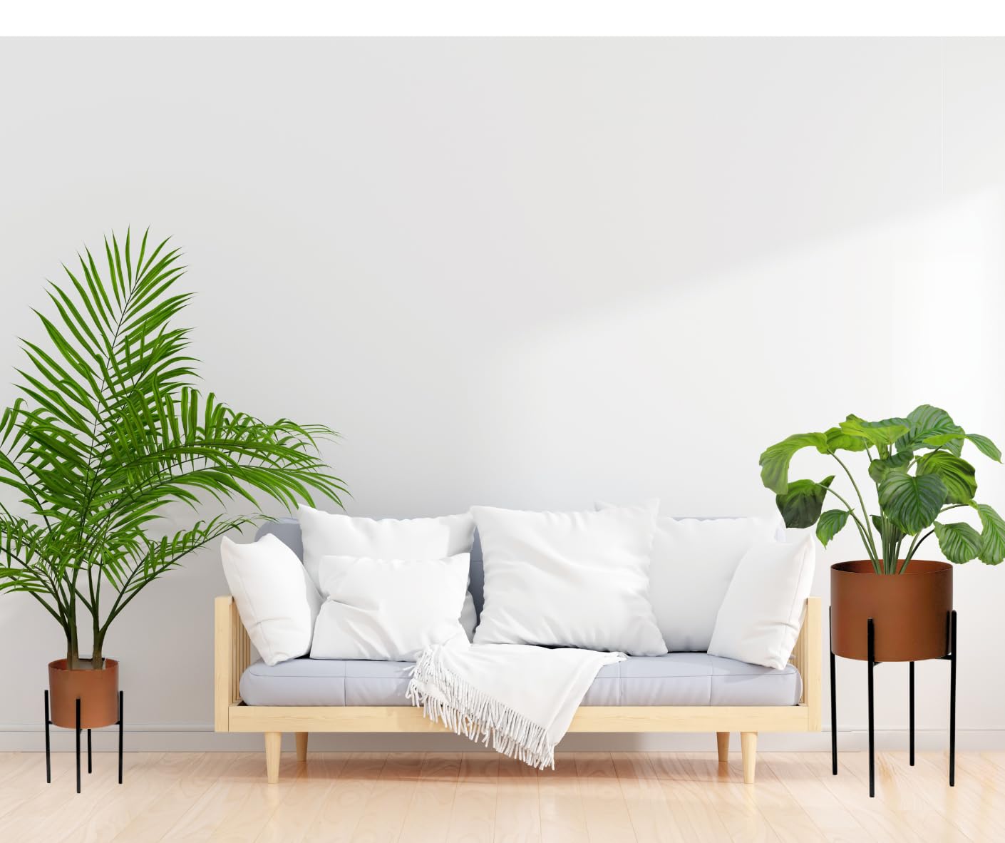 Trendi Set of 2 Versatile Metal Planters With Reversible Stand Plant Pots for Indoor/Outdoor (Bronze/Copper Colour with Black Stand)
