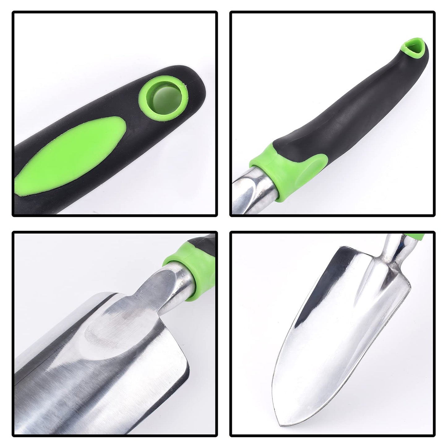 CUNAOUK Garden shovel Trowel, Hand Shovel Soft Rubberized Non-Slip Handle for Transplanting Weeding Moving and Smoothing Digging and Planting (Green)