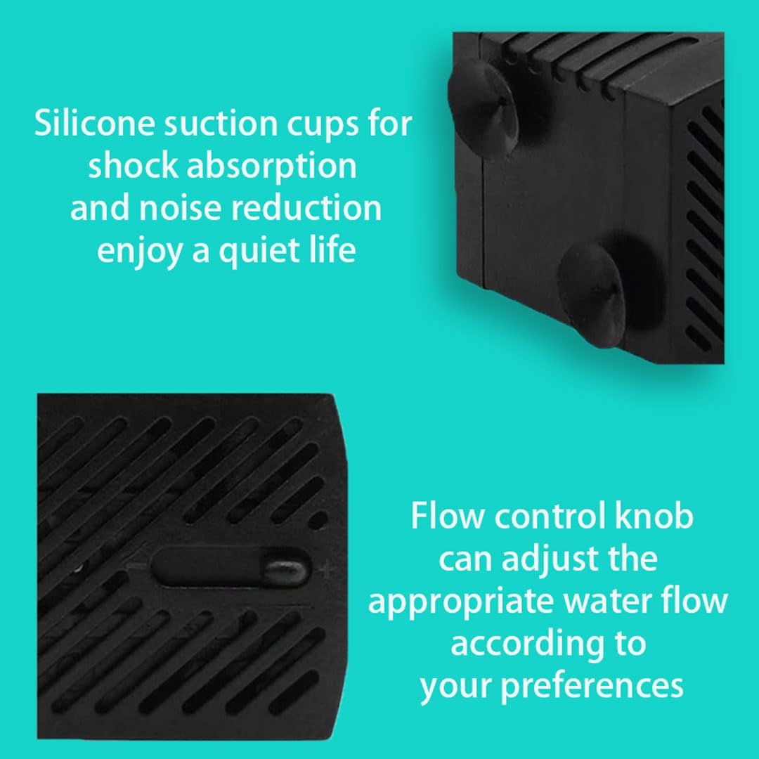 GERUI Small Water Feature Pump with 12 LED Lights, Small Submersible Water Pump 180L/H, 3W, Height of 0.55m, Adjustable Ultra Silent Water Pump for Fish Tank, Pet Fountain, Aquarium, Hydroponics