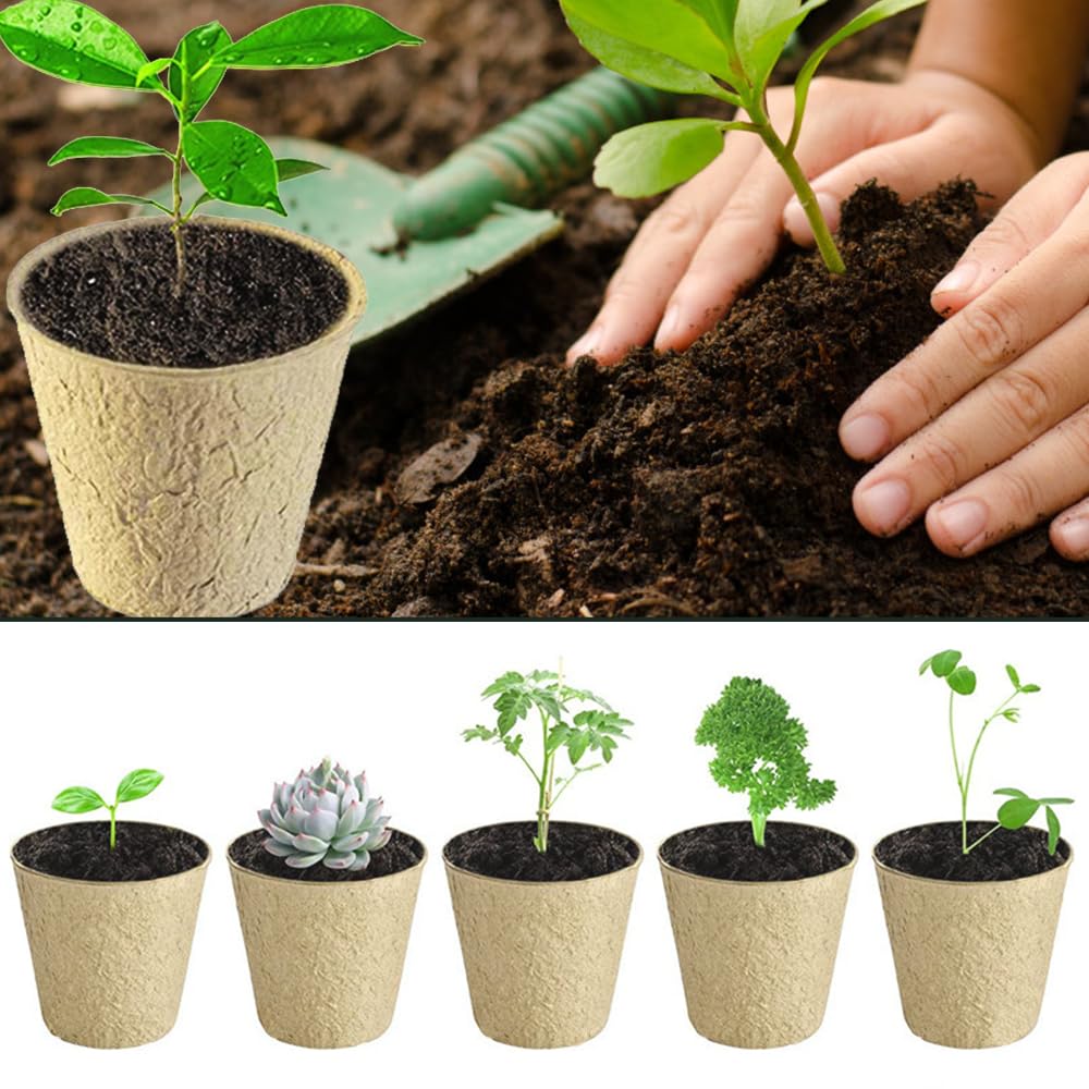 Ram® 96 Piece Biodegradable Organic Fibre Seed Growing Pots, Seedling Pots For Cultivation, Compostable Plant Pots, GreenHouse Biodegradable Plants Pots