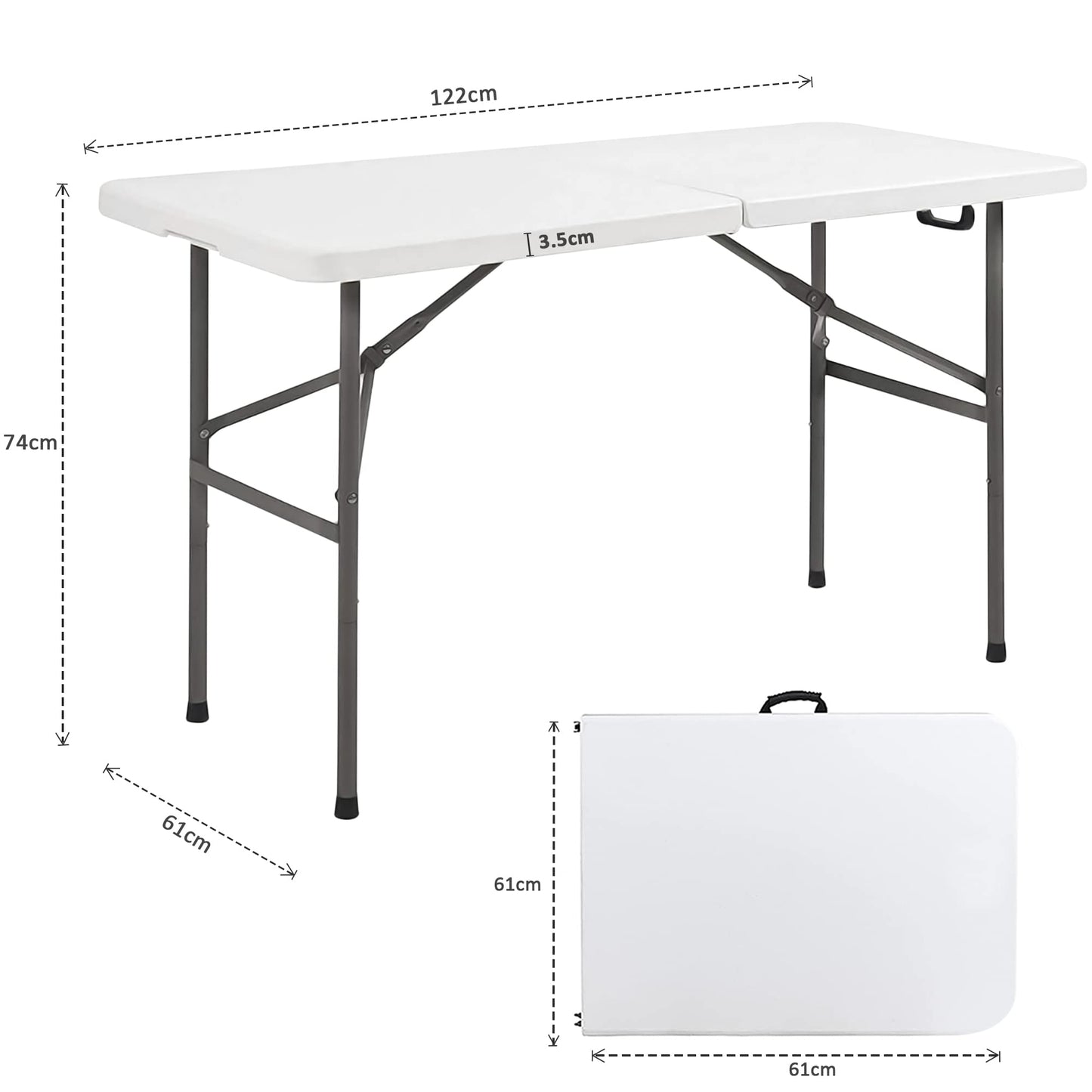 Denny International® Trestle Table Indoor Outdoor Garden Catering Heavy Duty Folding Table for Picnic Party Dinner (4ft)