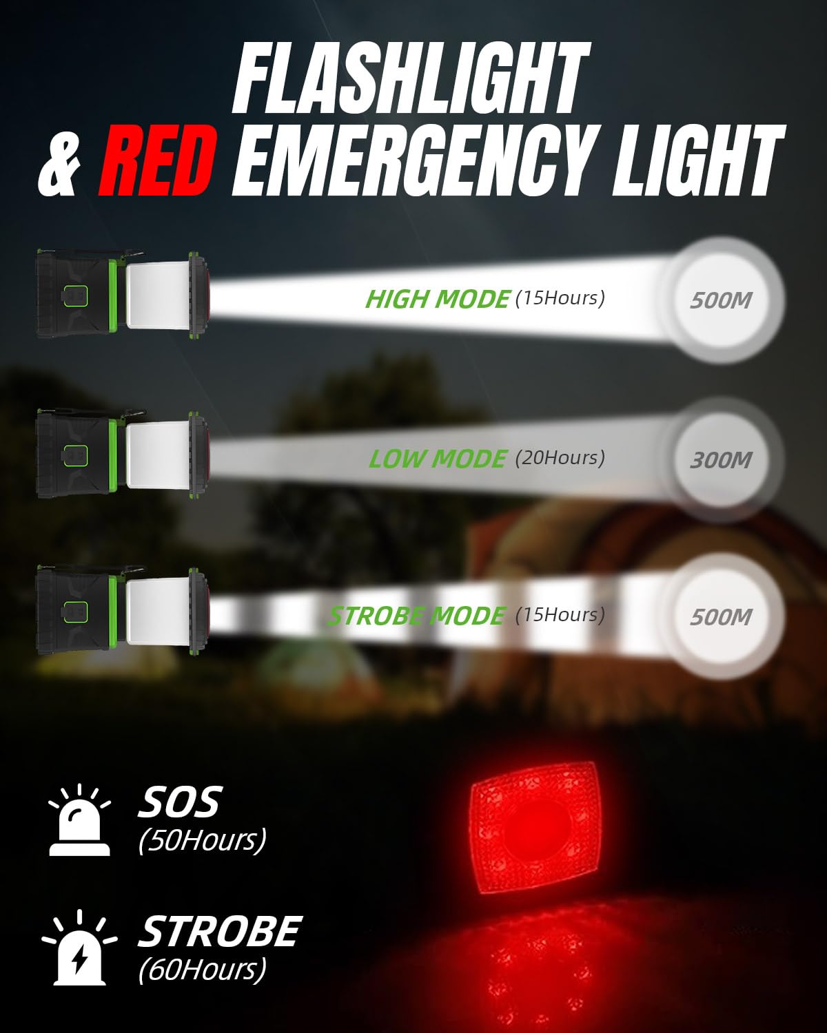 Maxesla 4 in 1 Rechargeable Camping Lantern with Hand Belt, 1600 Lumen LED Camping Lights, 15-20 Hours Long Battery Life, 8 Modes Dimmable Waterproof Tent Light for Camping, Emergency, Hiking, Fishing