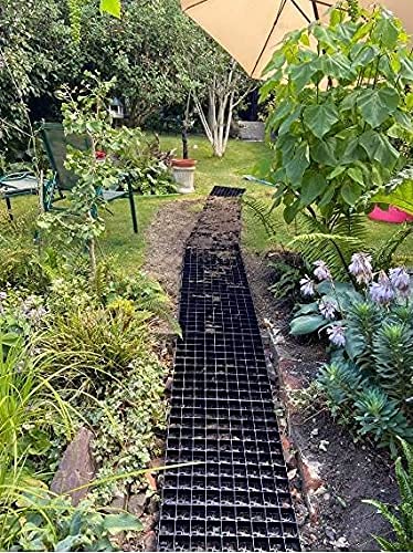 M1SS (Pack of 12 Black Plastic Paving Driveway Grid Turf Grass Lawn Path Gravel Protector Drainage Mat
