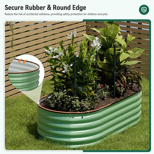 Warmiehomy 2 Packs 160x80x42cm Raised Beds for Garden, Metal Planter Box Outdoor with Reinforced Rods, Rounded Galvanised Bottomless Raised Beds for Vegetables, Flowers and Herbs, Green