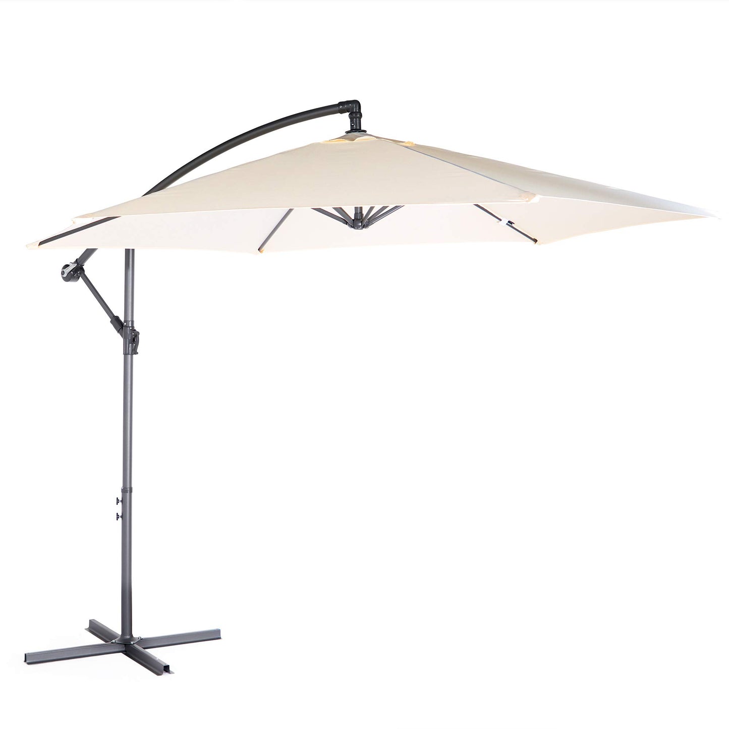 VonHaus Banana Parasol 3M – Cantilever Hanging Parasol Umbrella for Outdoor, Garden, Patio – Sun Shade Canopy with Hand Crank, Tilt & Rotate Function, UV30- Protection, Air Vent, Steel Frame – Cream