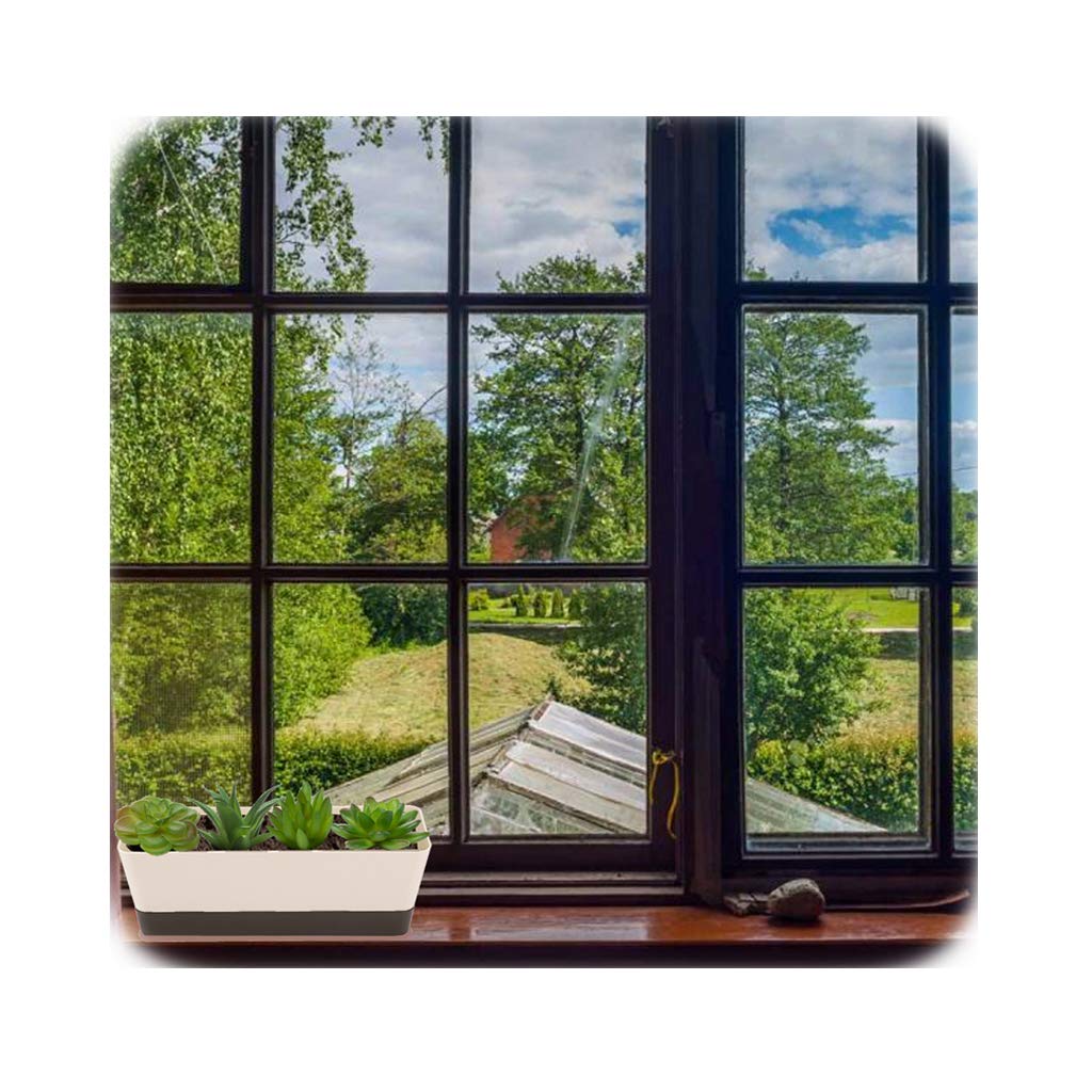 Skelang 3 Pcs Rectangle Plant Pot, Succulent Planter Box with Drainage Holes, Planter Trough for Bay Window, Kitchen Windowsill, Shelf, Coffee Table