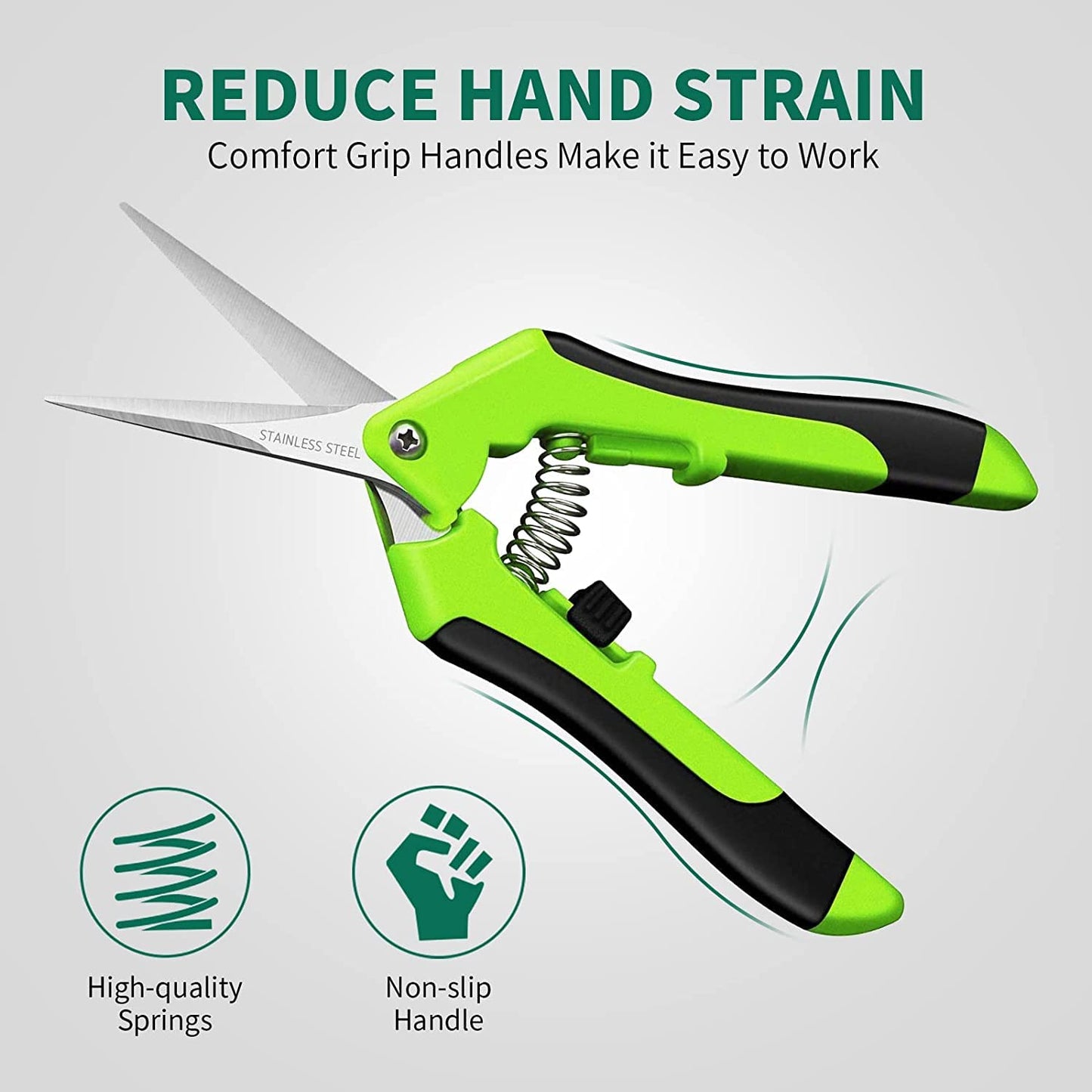 Professional Pruning Shears, Trimming Scissors - Straight Tip, Gardening Hand Pruner Pruning Shear Stainless Steel Blades Comfort Grip Locking Handle