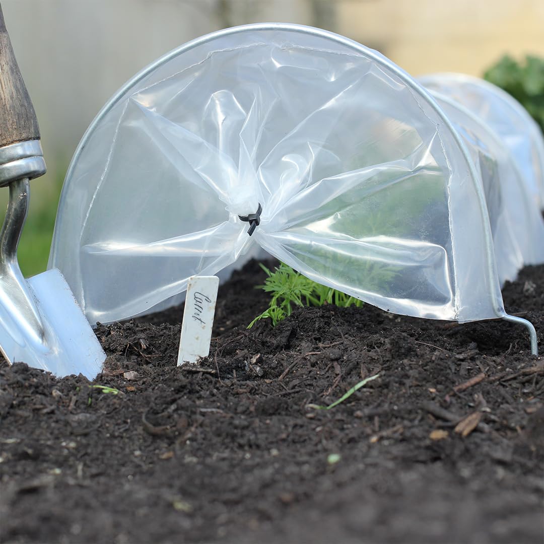 Haxnicks 3 x Easy Seedling Tunnels | Mini Ready To Use Fold Out Design Poly Garden Tunnels | Warms Soil Prior To Planting | Protect Tender Plants | L80 cm x W18 cm x H12 cm Etun140101