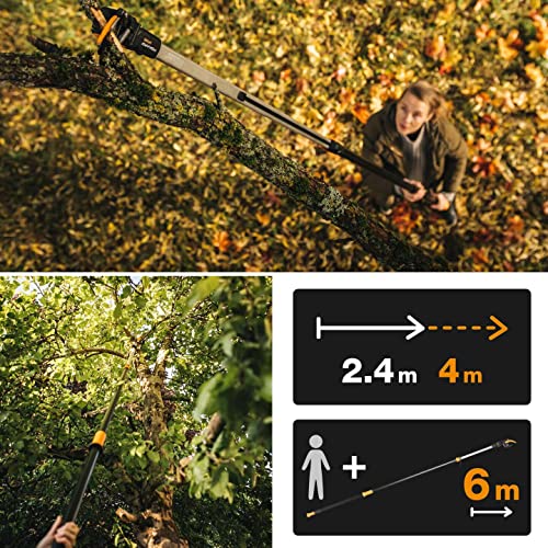 Fiskars PowerGear X Telescopic Tree Pruner UPX86, Non-stick Coated, Steel Blade/Aluminium Handle, Length 2.4 - 4 m, Black/Orange, 1023624