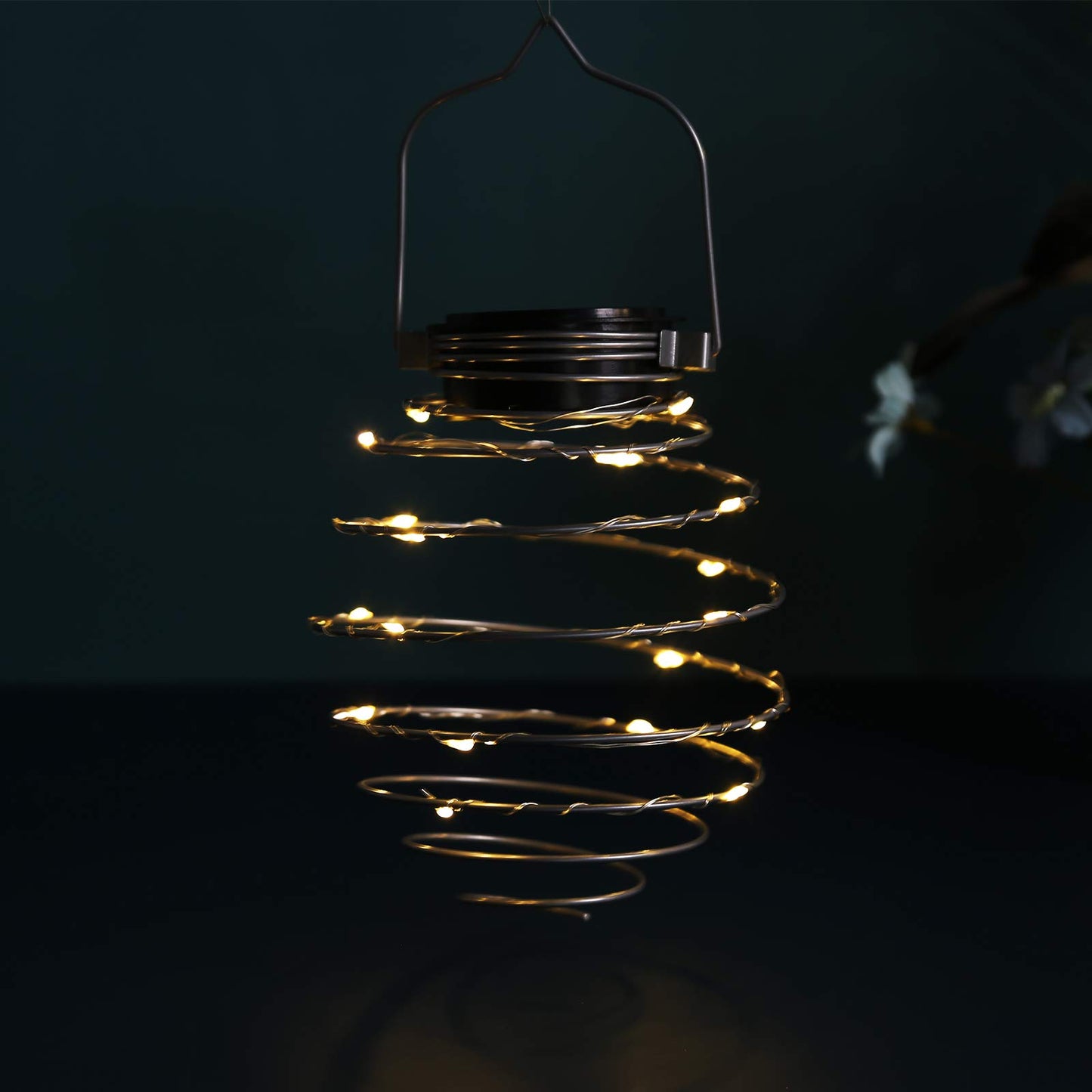 Coospy Solar LED Lanterns - 4pcs Spiral Solar Garden Lights, Waterproof Pendant Light for Outdoor, Patio, Porch