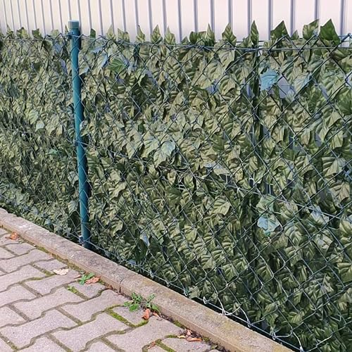 Vinclus Artificial Ivy Green Leaf Hedge Privacy Protection, Garden Fence Screening, Outdoor and Indoor Home Balcony Wall Decoration, Trellis Leaves Panel | 1 X 3m