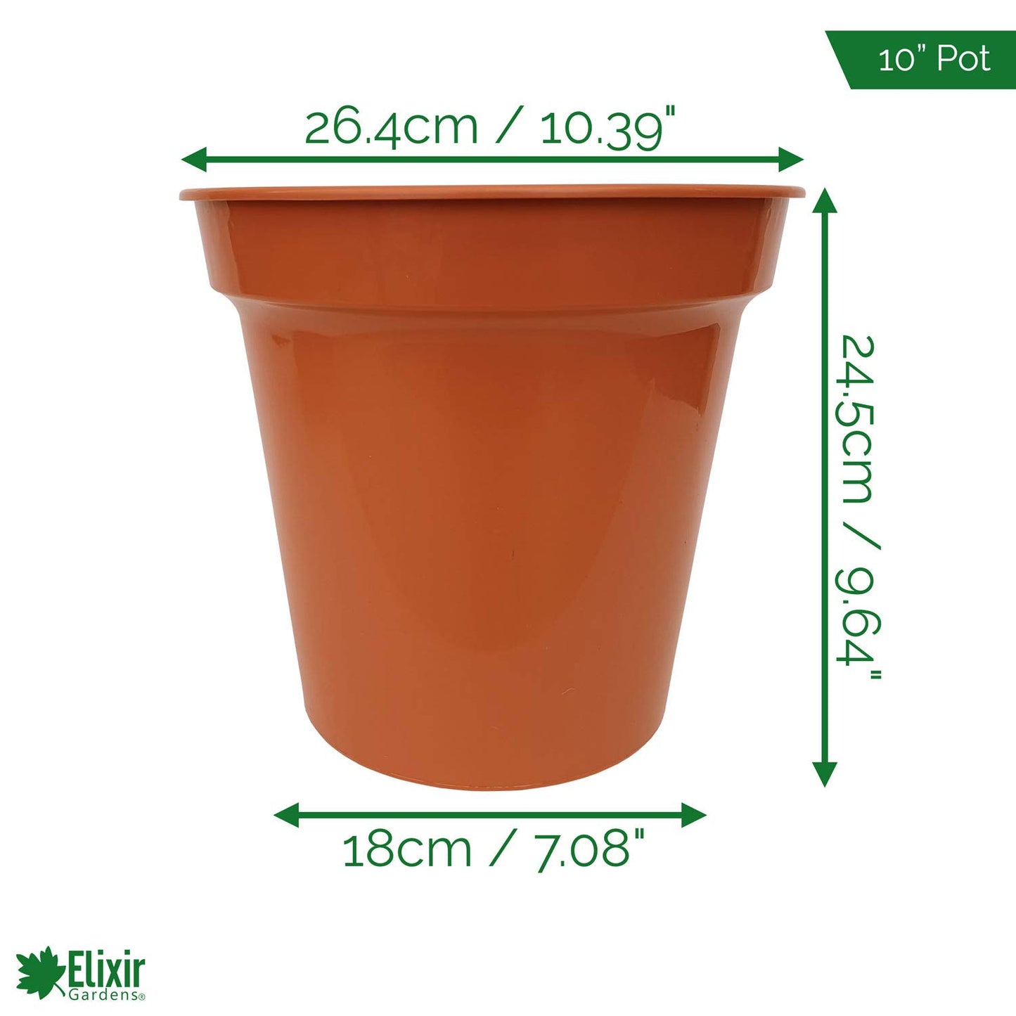 Elixir Gardens Glossy Recycled Plastic Terracotta Plant Pot Various Sizes 3,4,5,6,7,8,10,12.5,15" Various Quantities 1-50 | 10" x 2