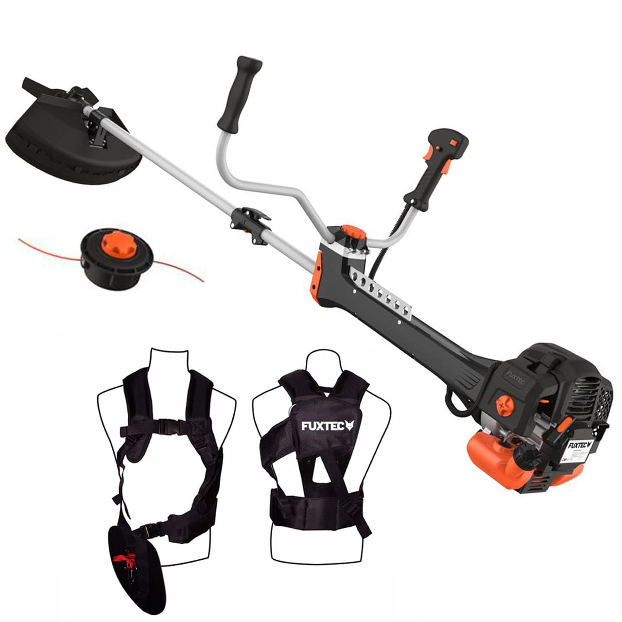 FUXTEC 52cc Petrol Professional Strimmer, Grass Trimmer & Brush Cutter – 2.95HP 2-Stroke Engine, Anti-Vibration System, Motor Scythe – 2-in-1 Garden Tool for Lawn & Brush Cutting – FX-PS152