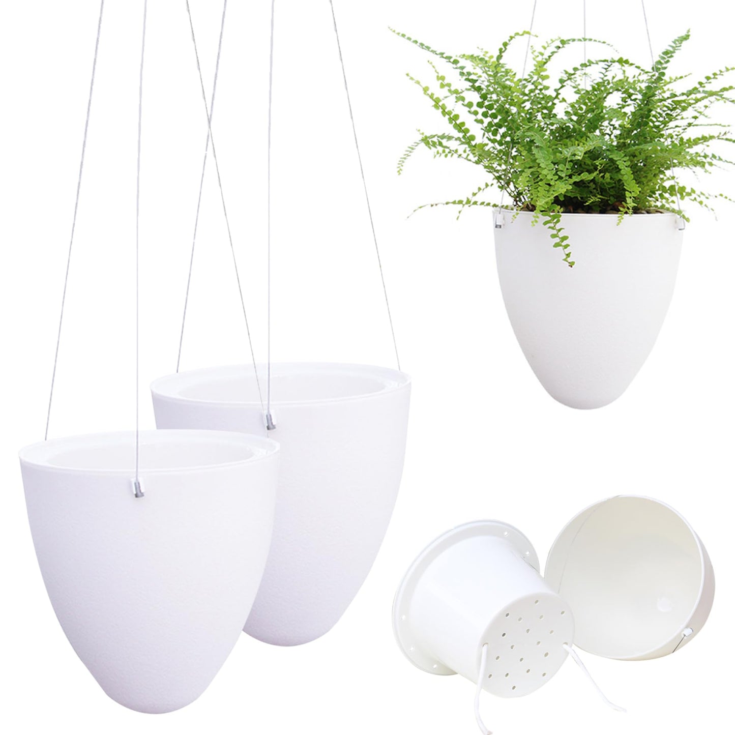 Wedhapy Hanging Plant Hanging Pots Indoor 2PCS Self Watering Hanging Planter Removable Hanging Flower Pot with Reservior and Absorbent Cotton Rope Hanging Basket