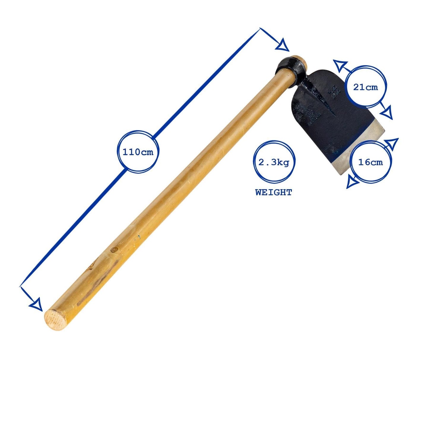 Harbour Housewares Azada Digging Hoe with Wooden Handle - 110cm - Full Size Garden Hoe Garden Tools for Gardening, Soil Digging, Weeding, Lawn Landscaping