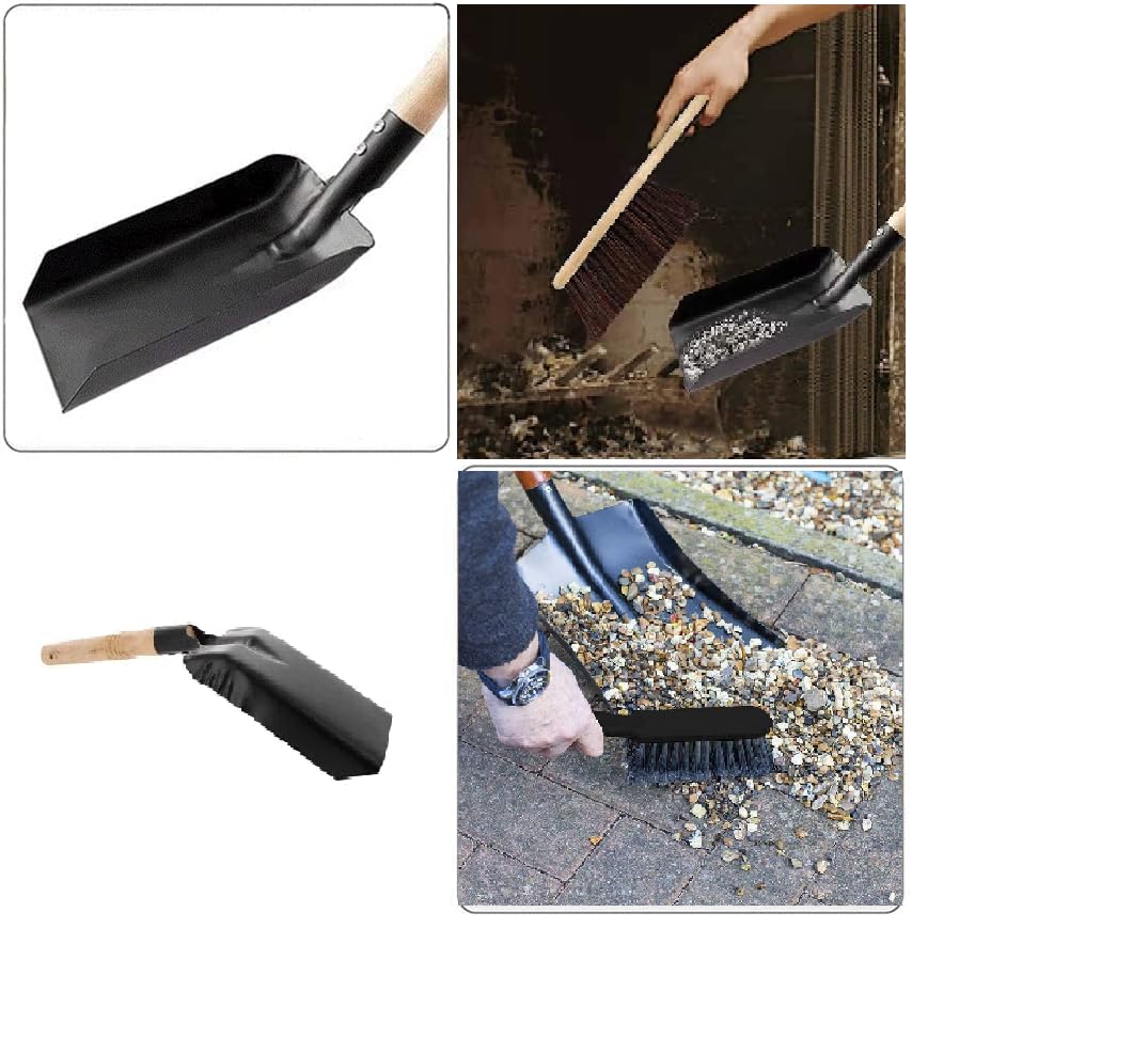 Unibos Strong Metal Coal Shovel with Wooden Handle | 4-Inch-Wide Metal Shovel Fireside Dust Ash Pan | Large Coal Scoop to Easily Collect Coal, Ashes, Dust, Wastes Indoor Outdoor Multipurpose Used