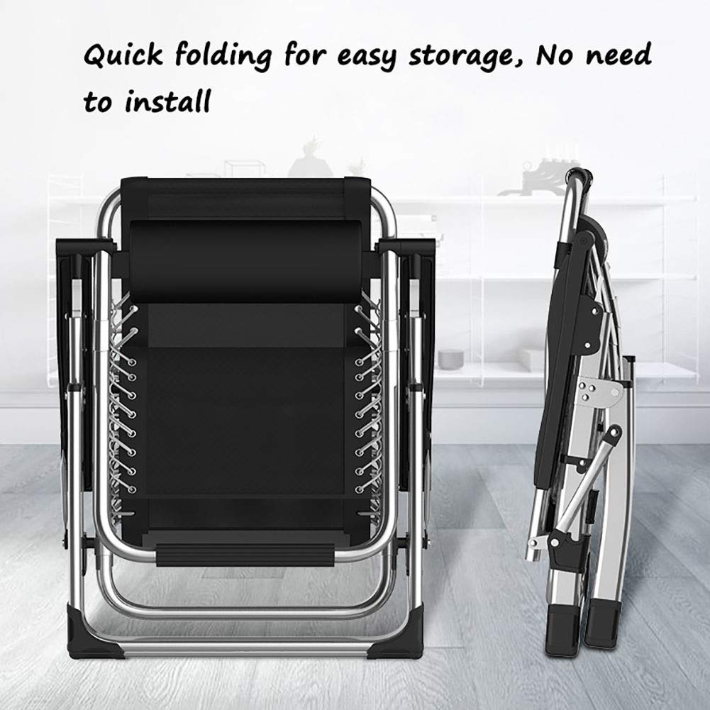 DQCHAIR Sun Loungers, Outdoor Reclining Zero Gravity Chair with Cup Holder, Extra Wide Adjustable Lounger Chair for Patio Garden Beach Pool, with Cushions Support 200kg (Color : Silver)