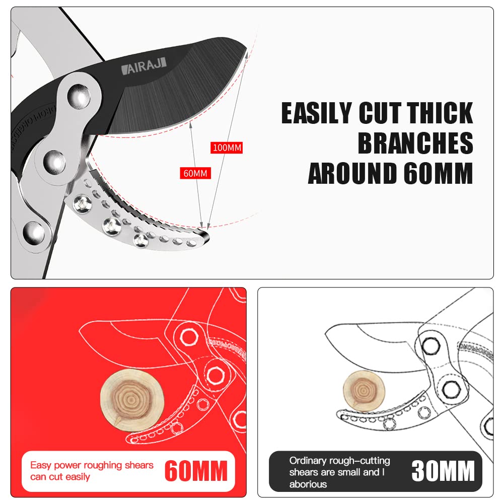 AIRAJ Telescopic Loppers 70-103CM, Loppers Heavy Duty, with Replacement Blades,SK-5 Steel Blade and Teflon-Coated,Six-Way Adjustable Handle,Professional Tree Loppers